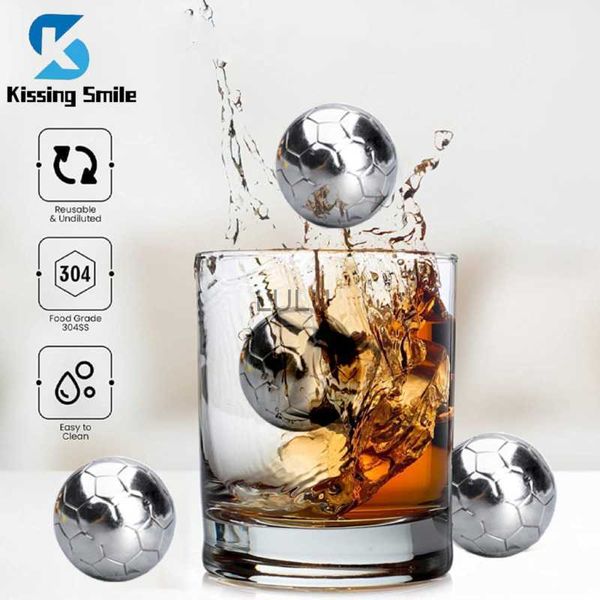 1 unids 2 unids Whisky Rojo Enfriador de Vino Fútbol Cubos de Hielo de Acero Inoxidable Piedras de Enfriamiento Reutilizables Para Cerveza Licor Jugo Bebidas Vodka HKD230828