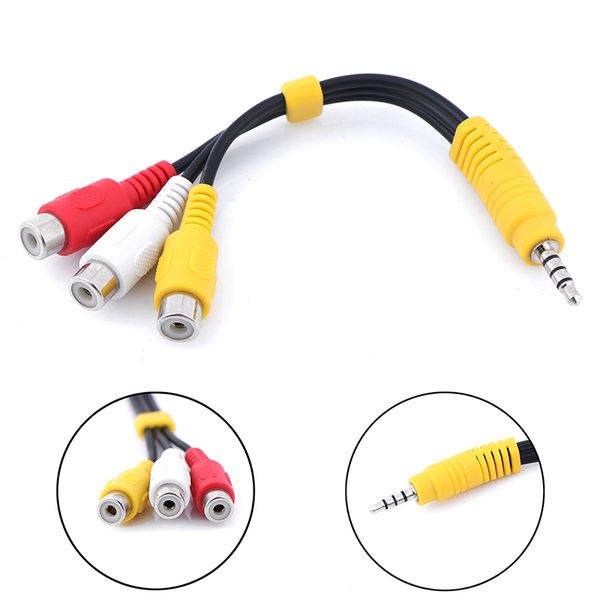 1 Uds 3,5mm Aux macho estéreo a 3 RCA hembra Audio Video AV Cable adaptador para reproducción de alto rendimiento