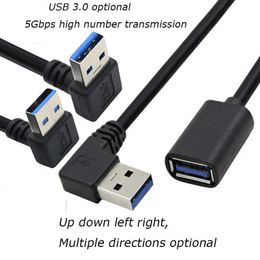 Adaptateur USB 3.0/2.0 mâle à femelle, 30CM, 90 degrés, extension d'angle de câble, 5Gbps, Transmission rapide gauche/droite/haut/bas, 1 pièces