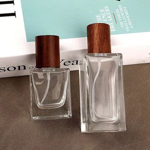 1 stcs 30 ml 25 ml beuken en walnoot houten dop draagbare high-end parfum gesplitst glazen spuitfles grote capaciteit vervanging