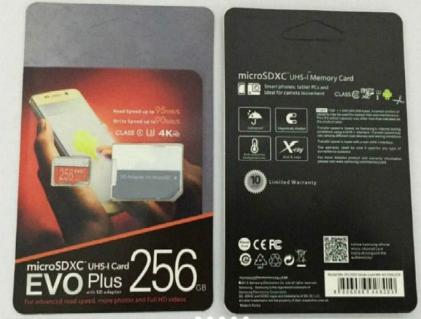 1 pièces 32GB64GB128GB256GB EVO Plus carte micro sd U3smartphone carte TF C10Enregistreur de voiture carte de stockage SDXC 95MBS8149136