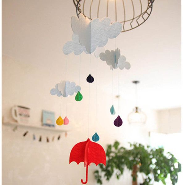 1ps 3D nuage pluie décoration décoration ornements bébé chambre déco drapeau bricolage maison anniversaire mignon décorations à la main mignonne