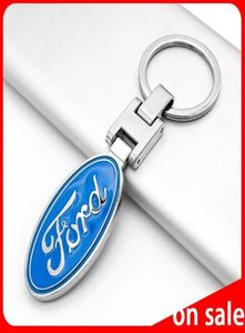 1PCS 3D Metal Car Keychain Creative DoubleSided Logo Key Ring Accessoires pour Ford Mustang Explorer Fiesta Focus Kuga Keychains8237269