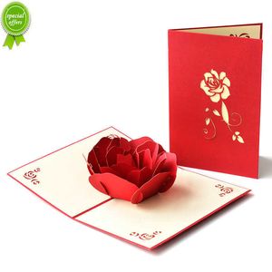 1 pièces 3D rose carte de voeux Saint Valentin cadeau anniversaire de mariage carte de voeux