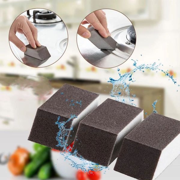 1 pièces/3 pièces alumine émeri éponge brosse de nettoyage plat bol lavage éponge fenêtre nettoyant ménage et cuisine fournitures