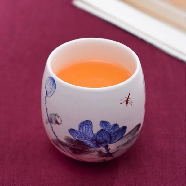 1pcs/3pcs Cerámica de té de cerámica Cazas de porcelana blanca Copas de copa de Kung Fu con mango de bebida Café de vino Taza de té Valor al por mayor
