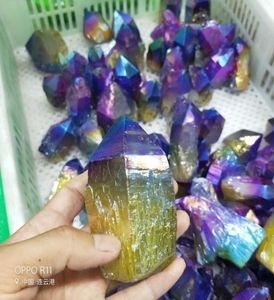 1pcs 4050g 57cm Mooie kleur Titanium Kristal Quartz Rock mystic quartz Natuurlijke vorm Spikes Punten Geboord Briolettes5575110