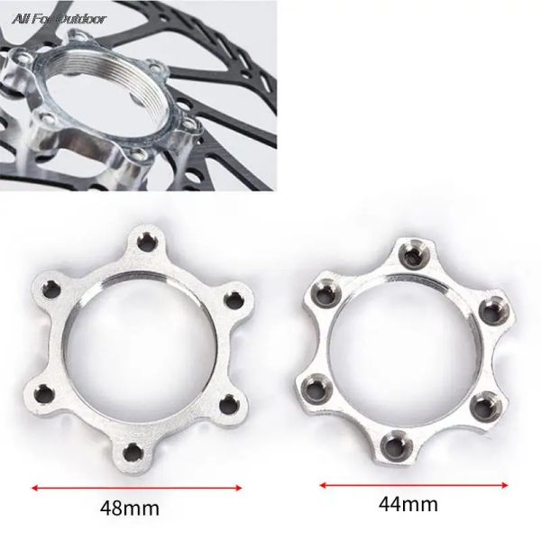 1PCS 44 mm 48 mm Rotors de frein Bicycle Bicycle Free Rheed Hubs Disque Disque Rotor de frein 6Bolt Adaptateur Bicycle Adaptateur