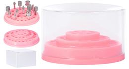 1 stks 48 holes roze nagelboorbits houder stand display nagel bitboorbox organizer container manicure manicure gereedschap4841918
