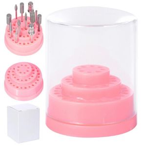 1 stks 48 gaten roze nagelboorbits houder stand display nagel bitboorblaas organisator container manicure manicure tool9123889