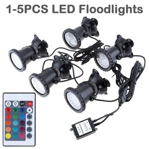 1 PCS 5 PCS Lumières 36 LED Couleur Aménagement Paysager Projecteurs Eau Herbe Lumière Télécommande 16 pour Rium Fish Tank Piscine Y200917