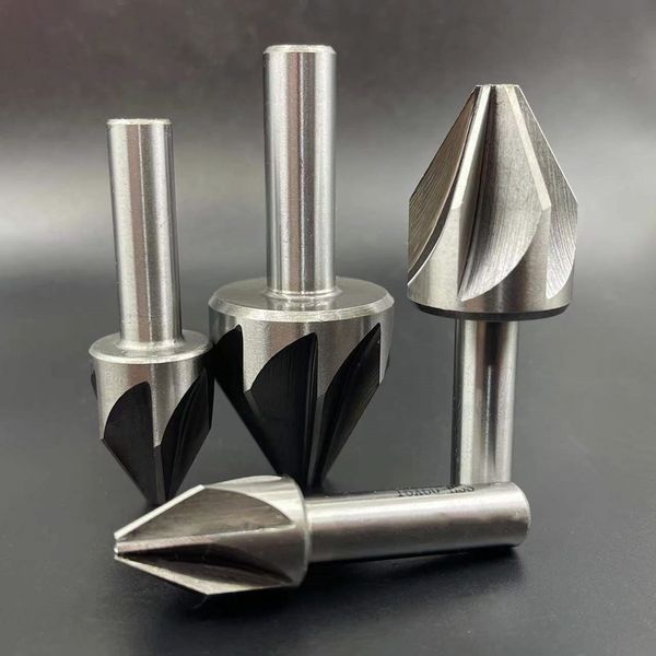 1PCS 6/10/12.5/14/16/20 / 25/30 mm HSS CounterSink 6/8 FLUTE 60 degrés Chamans de chanfrein Fermer du moulin