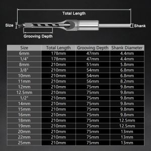 1 PCS 6-25 mm HSS Twist Square Hole Bits de perforación de la ventaja de mortaja Sierra extendida para herramientas de carpintería de carpintería