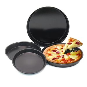 1 stks 6/7/8/9/10 inch Ronde Pizza Pan Microwave Oven Pan Chip Trap Dish Dish Coole Staal Nitstick Mold Baking Tool Keukenbenodigdheden