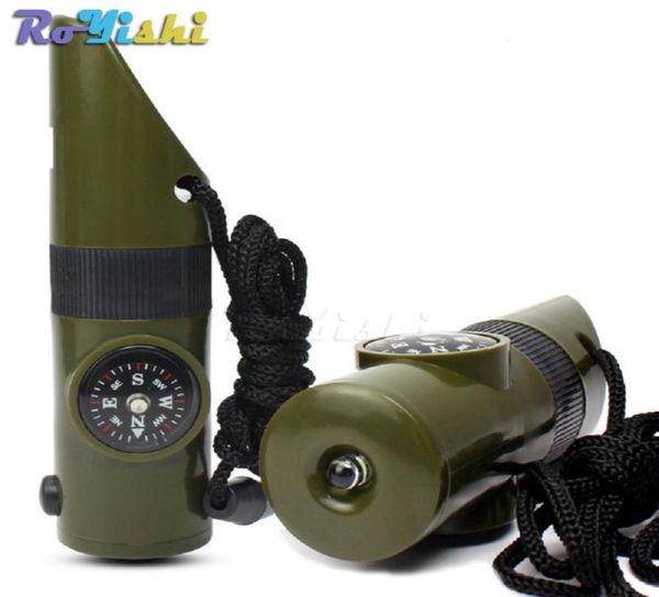 1 Uds 7 en 1 Kit de supervivencia militar multifuncional lupa silbato brújula termómetro luz LED 2212904