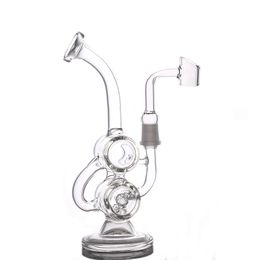 1 stks 8inch DAB RUG Recycler Damp Smoking Water Pijp Dubbele Barrel Percolator 14mm Gezamenlijk Glas Beker Bong met Banger Nail Op voorraad