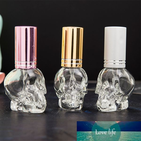 1 pièces 8ML Mini voyage personnalité Unique forme de crâne rechargeable vide bouteille de parfum en verre petit échantillon bouteilles de parfum portables