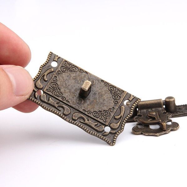 1 PCS Lock de bronce antiguo HASP Gancho de pestillo decorativo Vintage para joyas Mada de madera Muebles Gabinete Accesorios de hardware
