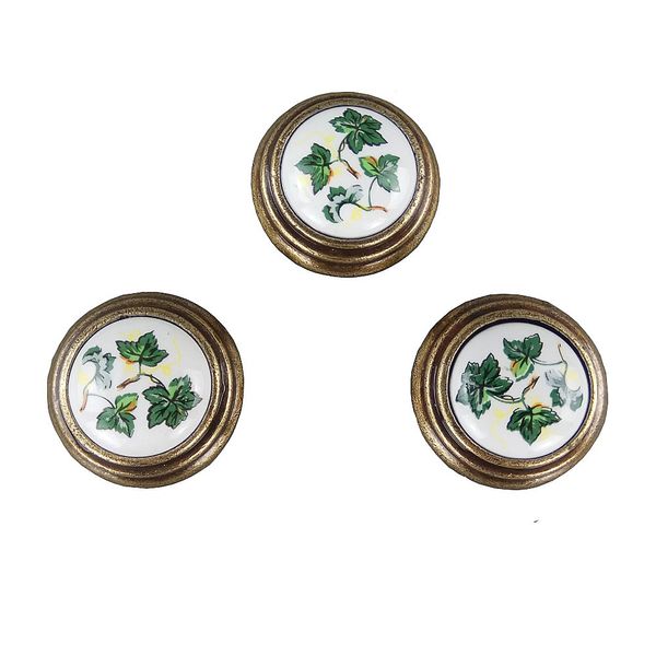 1pcs Feuilles vertes antiques bouton de céramique pour le mobilier de porte de porte Handle Armoire de cuisine armoires en placard