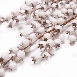 1pcs baies blanches artificielles tiges des baies de Noël pour les fleurs arrangements