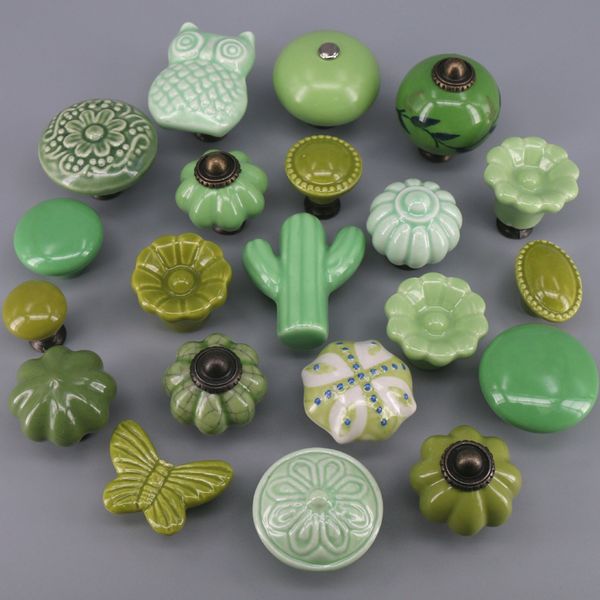 1pcs assortiment Geen Color Ceramic Dather Knobs commode armoire Armoire Armoire de traction Patre