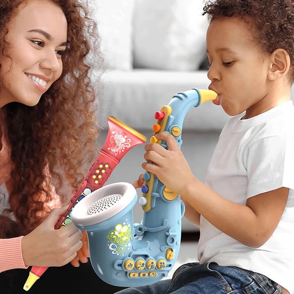 1 pièces bébé musique jouets éducation précoce jouet coloré infantile trompette Instruments enfants Saxophone enfant en bas âge débutants cadeaux 240112