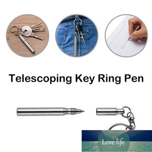Porte-clés stylo à bille multifonctionnel, Mini porte-clés en métal, stylo télescopique en acier inoxydable, outil de stylo télescopique 1 pièce