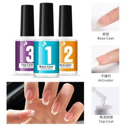 1 stks basis en toplaag gel nagel dompel poederoplossing infiltratie fundering lijm gelgel Poolse activator nagelgel primer