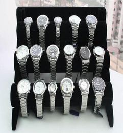 1 pièces noir 3 niveaux velours montre bracelet bijoux présentoir support Rack6191828