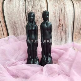 1pcs Bougie noire rituelle figure masculine féminine bougie humaine cire de soja paraffine de cire de cire de cire de cire de paraffine pour sorts et autels