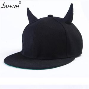 1 Uds. Gorra de béisbol de algodón negro con cuerno Punk sombrero de hip-hop con cuernos al por mayor para hombres y mujeres