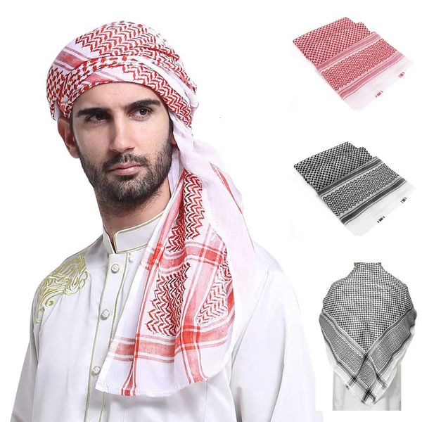 1pcs Black Red Arab Kafiya Keffiyeh Arabe Muslim Head Scarf Neck Wrap pour adultes Palestine Turban Hijab Shemagh Headwear 240410