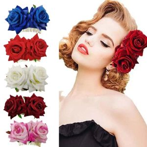 1pcs Boho Bridal Hair Combs Rustic Wedding Floral Women Stimulation Fleur épingles épouses accessoires de cheveux