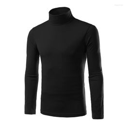 1 pièces garçon thermique col roulé Stretch décontracté à manches longues chandails mince mode chemise coton hommes confortable de haute qualité haut