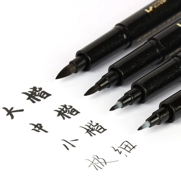 1PCS Calligraphie Lettrage à main stylo chinois Soft Soft Copying Pen Marker Art Ink Black Pour l'écriture Drawing 4 Taille Brush Pen