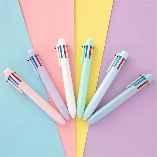 1PCS COLOR COLOR MULTI INK Ballpoint Pen 0,5 mm Creative Macaron 6 Spot Liner Marker Office