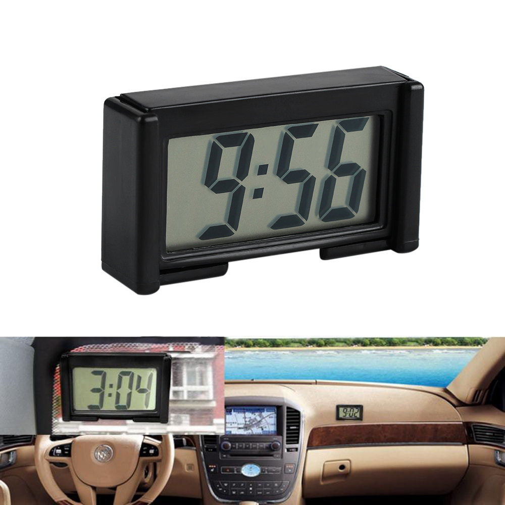 BK-208車の自動机のダッシュボードデジタル時計LCDスクリーンの自己接着性ブラケットカーのインテリアアクセサリーステッカータイムの日付高品質