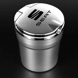 1pcs CAR PERSONALIDAD CREATIVA ASHTRAY PARA FR IBIZA 6L 6J 6P LEON ALTEA MK3 con luces LED CIRLETET SBIN 220523