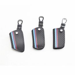 1 Pcs Carbon Fiber Leather Smart Remote Key Case Cover Houder Sleutelhanger Cover Afstandsbediening Voor Bmw 1 3 5 6 7 Serie X1 X3 X4 X5 X6214F