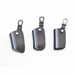 1 Pcs Carbon Fiber Leather Smart Remote Key Case Cover Houder Sleutelhanger Cover Afstandsbediening Voor Bmw 1 3 5 6 7 Serie X1 X3 X4 X5 X6168k