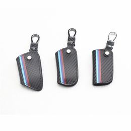 1 Pcs Carbon Fiber Leather Smart Remote Key Case Cover Houder Sleutelhanger Cover Afstandsbediening Voor Bmw 1 3 5 6 7 Serie X1 X3 X4 X5 X62206