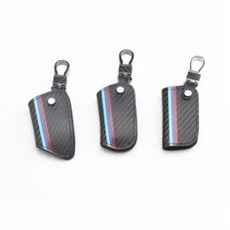 1 Pcs Carbon Fiber Leather Smart Remote Key Case Cover Houder Sleutelhanger Cover Afstandsbediening Voor Bmw 1 3 5 6 7 Serie X1 X3 X4 X5 X6270J