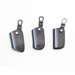 1 Pcs Carbon Fiber Leather Smart Remote Key Case Cover Houder Sleutelhanger Cover Afstandsbediening Voor Bmw 1 3 5 6 7 Serie X1 X3 X4 X5 X62570