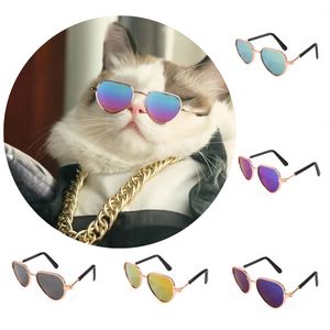 1 pièces chat chien lunettes pour animaux de compagnie produits mignons réflexion coeur chats lunettes de soleil Photos accessoires accessoires fournitures lunettes