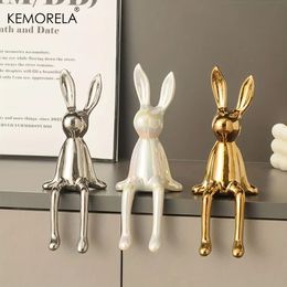 1 -stks keramisch gelang zittende konijnenkamer ornamenten standbeeld luxe woning decoratie accessoires hoogte kunst esthetiek 240425