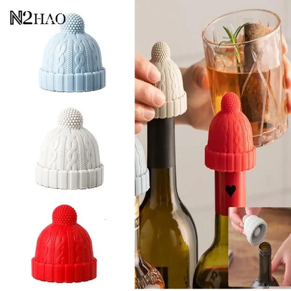 1pcs Christmas Hat Silicone Wine Bottle bouchon bouchon de bière Plug de champagne scellé outils de bar décoratif scellé 240428