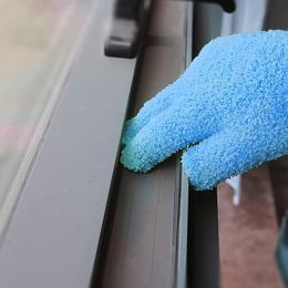 1 stcs Reinigingshandschoenen MicroFiber Coral Fleece Car verzorgthandschoenen vaste kleur Vijf vingerstof Verwijderen Huiswerk absorberende handschoenen