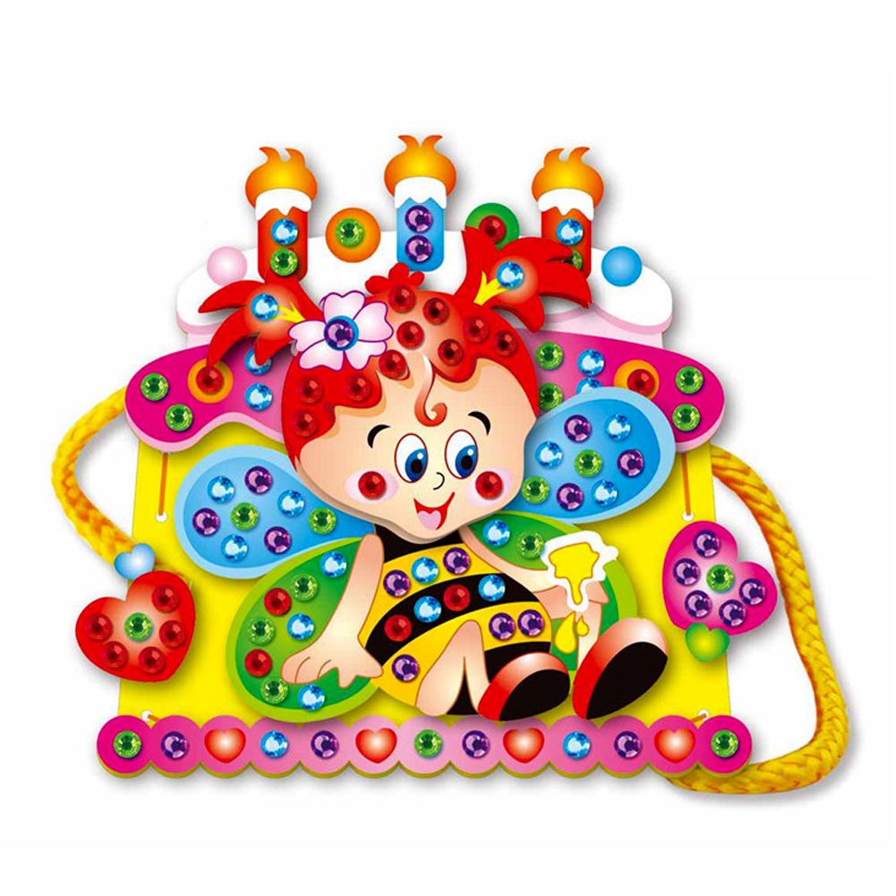 1pcs Colorful Kids Baby Assembly Toy EVA Cartoon DIY Handmade Handbag Bag Diamond Educational Toys for Girls Random Pattern