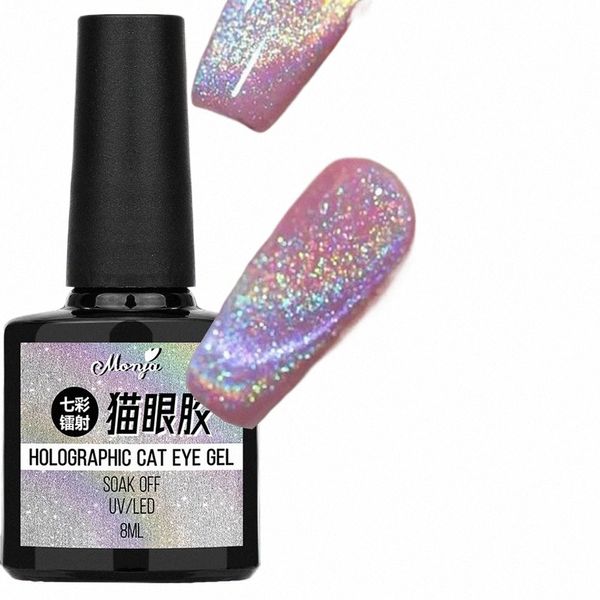 1pcs Coloré Laser Cat Eye Gel Holographique 9D Cat Eye Vernis À Ongles Sparkle Nail Gel Polonais DIY Semi Permanent Sal Vernis Gel * P5Nr #