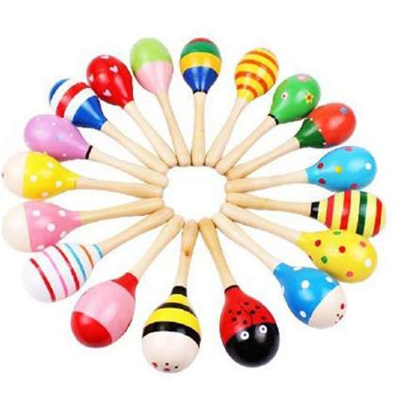 1 pièces Maracas en bois coloré bébé enfant Instrument de musique hochet Shaker fête enfants cadeau jouet